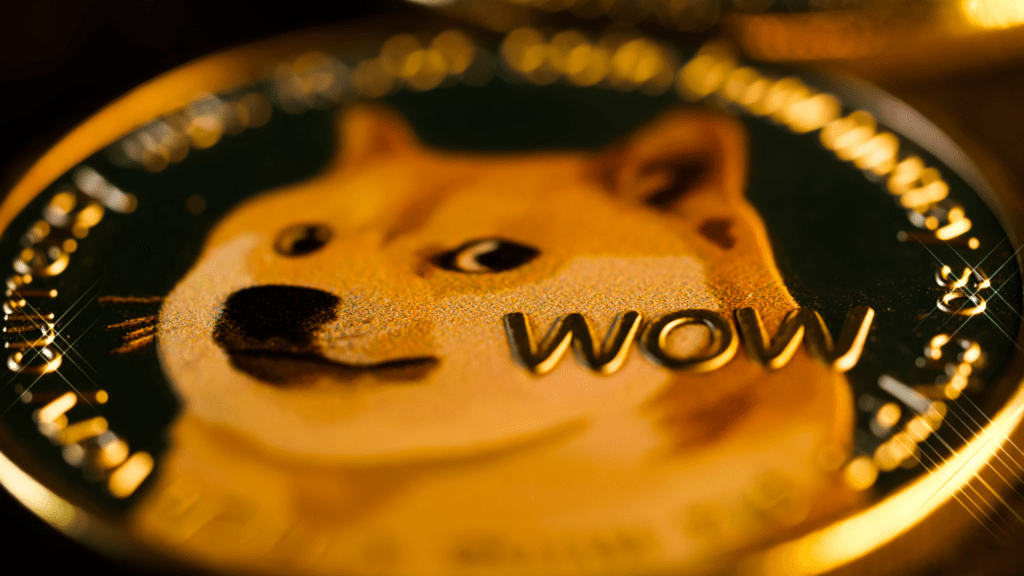 close shot of a doge coin