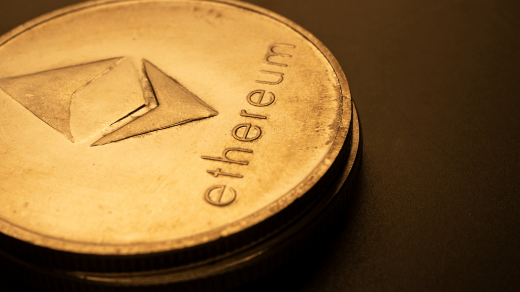 an ethereum coin sitting on top of a table